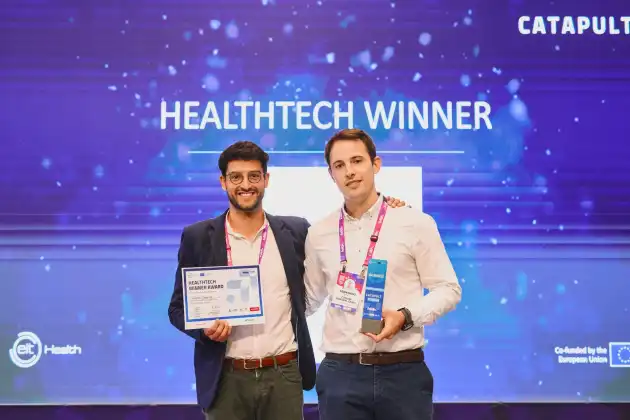 Custom Surgical team receiving the HealthTech Winner Award at HLTH Europe 2025