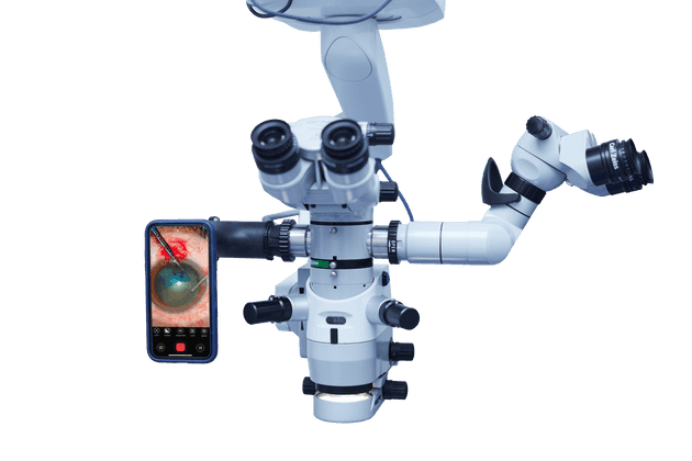 Microscope adapter for smartphone MicroREC installed in a leica microscope 